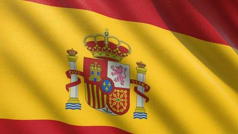 Flag of Spain waving in the wind 3d-rendering 库存插图