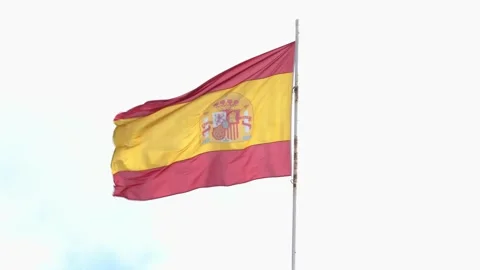 Flag of Spain waving in the wind Stock Footage 138095951