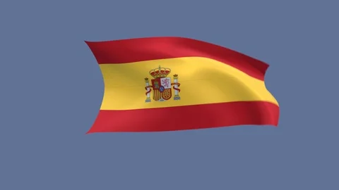 Flag of Spain waving in the wind, loopable and with alpha channel embedded Stock Footage 104984695