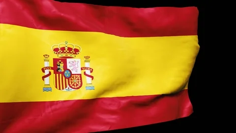 Flag of Spain on the wind seamless with transparent background Stock Footage 114482928