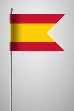 Flag of Spain without Coat of Arms. National Flag on Flagpole. Isolated Illus Stock Illustration