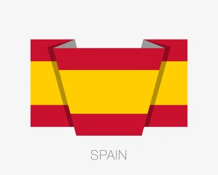Flag of Spain without Coat of Arms. Flat Icon Waving Flag with Country Name Stock Illustration