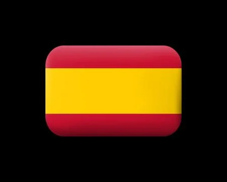 Flag of Spain without Coat of Arms. Matted Vector Icon and Button. Rectangula Stock Illustration