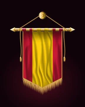 Flag of Spain without Coat of Arms. Festive Vertical Banner. Wall Hangings Stock Illustration