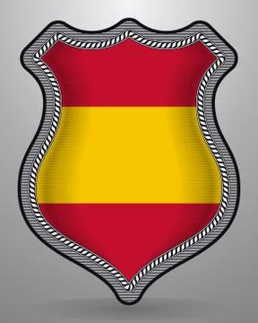 Flag of Spain without Coat of Arms. Vector Badge and Icon Stock Illustration
