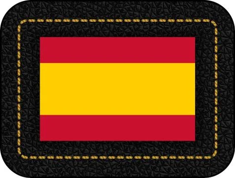 Flag of Spain without Coat of Arms. Vector Icon on Black Leather Backdrop Illustrazione stock