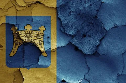 Flag of Split-Dalmatia County painted on cracked wall Stockillustratie