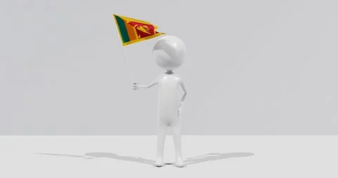 Flag of Sri Lanka. 3D Character holding and waving flag 4K UHD 60FPS Stock Footage 228563308