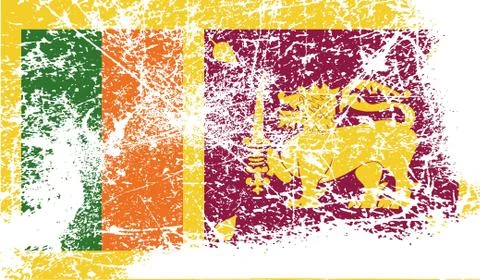 Flag of Sri Lanka with old texture. Stock Photos