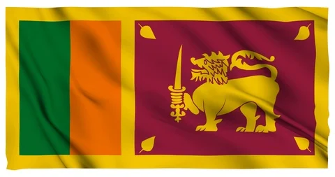 Flag of Sri Lanka waving on a samless loop over an easily removable background 스톡 동영상 98372765