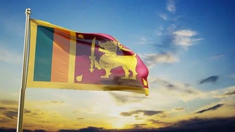 Flag of Sri Lanka waving in the wind Stock Footage 275589317