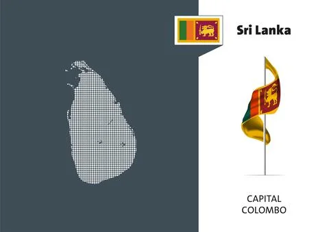 Flag of Sri Lanka on white background. Dotted map of Sri Lanka Stock-Illustration