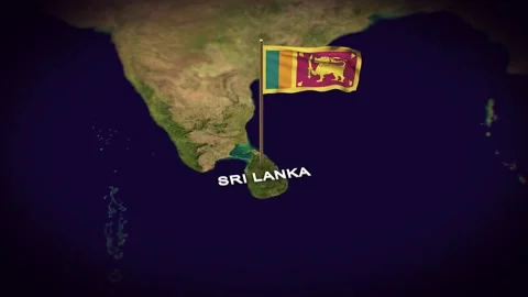 The Flag of Sri Lanka on the World Map, Sri Lanka map with flag 3d animation Stock Footage 289642267