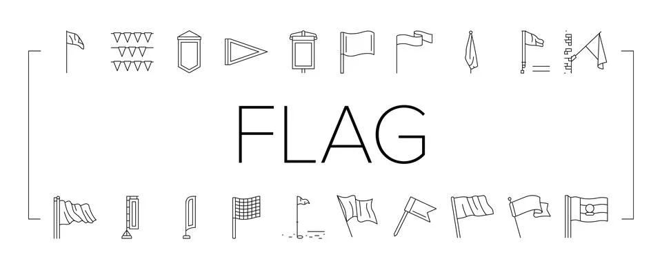Flag start web pennant map icons set vector Stock Illustration