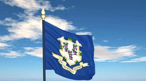 Flag of the state of Connecticut USA Stock Footage 10814603