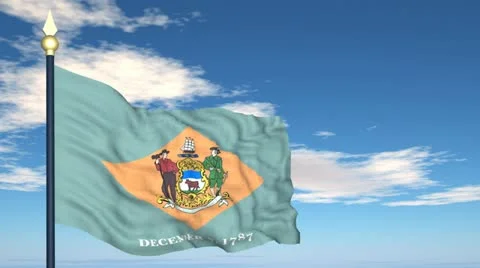 Flag of the state of Delaware USA Stock Footage 10814532