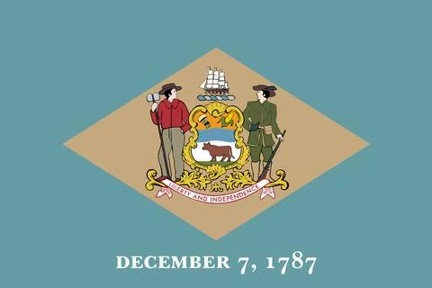 The flag of the state of Delaware in the USA Stock Illustration