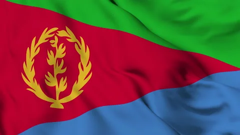 Flag of the State of Eritrea fluttering in the wind. National flag of the St Stock Footage 139936102