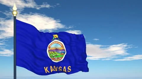 Flag of the state of Kansas  USA Stock Footage 10814586