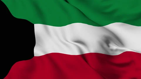 Flag of the State of Kuwait fluttering in the wind Stock Footage 139934245