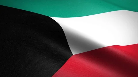 Flag of the State of Kuwait. Waving flag with highly detailed fabric texture Stock Footage 121941868