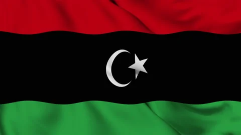 Flag of the State of Libya fluttering in the wind Stock Footage 139936364