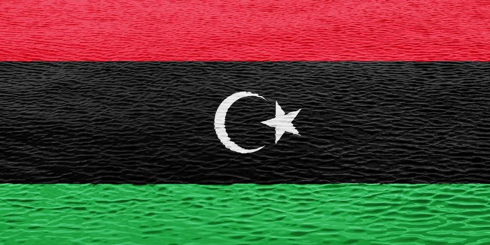 Flag of State of Libya on a textured background. Concept collage. Foto stock