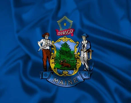 The flag of the state of Maine  Rippled Stock Illustration