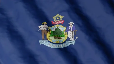 Flag of state Maine waving in the wind. Video footage. Stock Footage 168481705