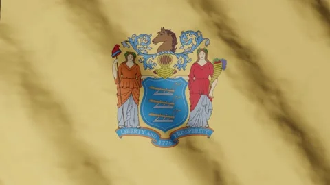 Flag of state New Jersey waving in the wind. Video footage. Stock Footage 168482223