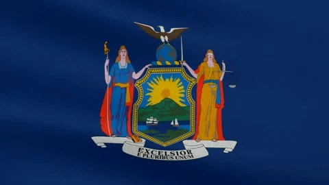 Flag of the State of New York, Cotton Fabric 스톡 동영상 299079205