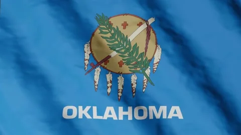 Flag of state Oklahoma waving in the wind. Video footage. Video stock 168482281