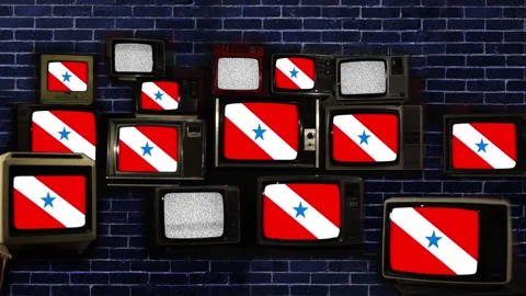 Flag of State of Para, Brazil, and Vintage Televisions.   Stock Footage 145954380