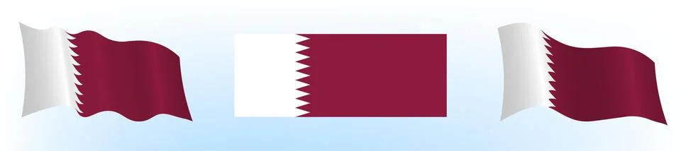 Flag of the state of Qatar in a static position and in motion, developing Stock Illustration