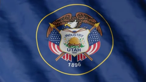 Flag of state Utah waving in the wind. Video footage. Stock Footage 168482443