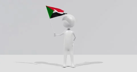 Flag of Sudan. 3D Character holding and waving flag 4K UHD 60FPS Video stock 228563364