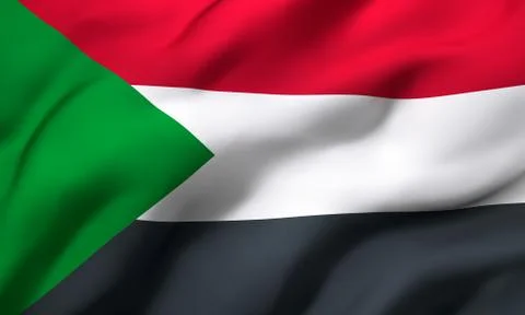 Flag of Sudan blowing in the wind Stock Illustration