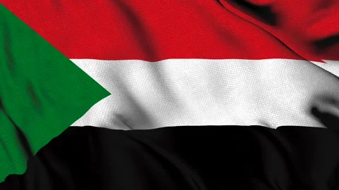 Flag of Sudan with horizontal stripes and green triangle Stock Footage 314677679