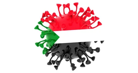 Flag of Sudan on Seamless looping 3D animation of the covid-19 Corona Virus Stock Footage 167738967