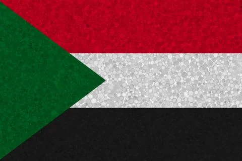 Flag of Sudan on styrofoam texture Stock Photos