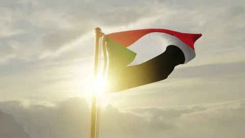 Flag of Sudan Waving, Realistic Animation, 4K UHD 60 FPS Slow-Motion Stock Footage 130818655
