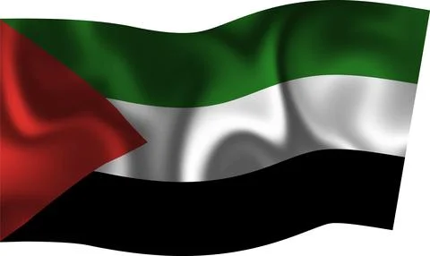 Flag of Sudan waving in the wind isolated on a white background Stock Illustration