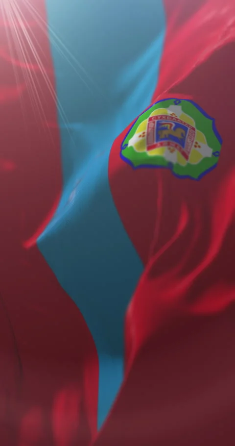 Flag of Sukhbaatar Province, Mongolia. Loop. 4K Vertical Stock Footage 318709167