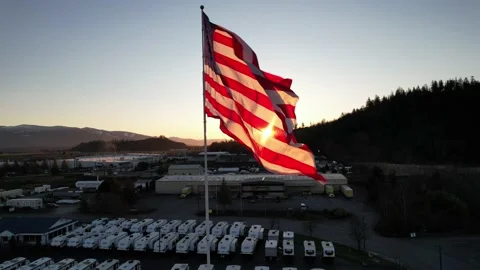 Flag sunrise stationary Stock Footage 238034308