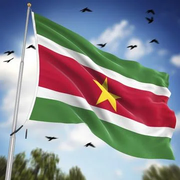 Flag of Suriname, This is a computer generated and 3d rendered image Illustrazione stock