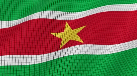 The flag of Suriname is developing waves. Looped. Full HD 1080. Video stock 55158696