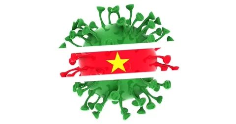 Flag of Suriname on Seamless looping 3D animation of the covid-19 Corona Virus Video stock 167738970