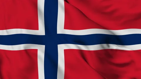 Flag of Svalbard og Jan Mayen fluttering in the wind. National flag of Svalb Stock Footage 139933467
