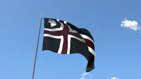 The flag of Svalbard Waving on the Wind. Stock Footage 50120948
