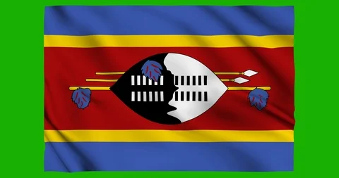 Flag of Swaizland waving on a samless loop over an easily removable background 스톡 동영상 98372824
